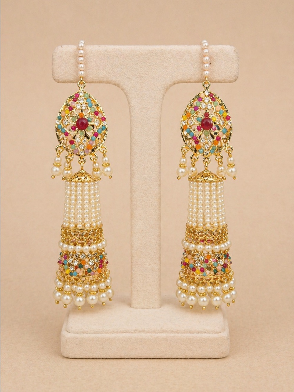 BUKHARI JEWELERS PEARL JHUMKI EARRINGS PAKISTANI INDIAN